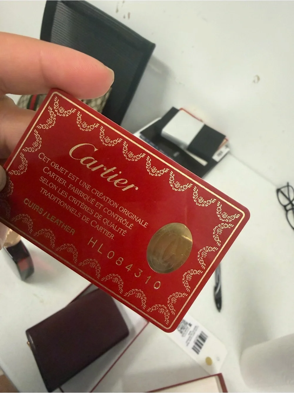 Cartier Red and Gold Leather Authenticity Card - Picture 6 of 7